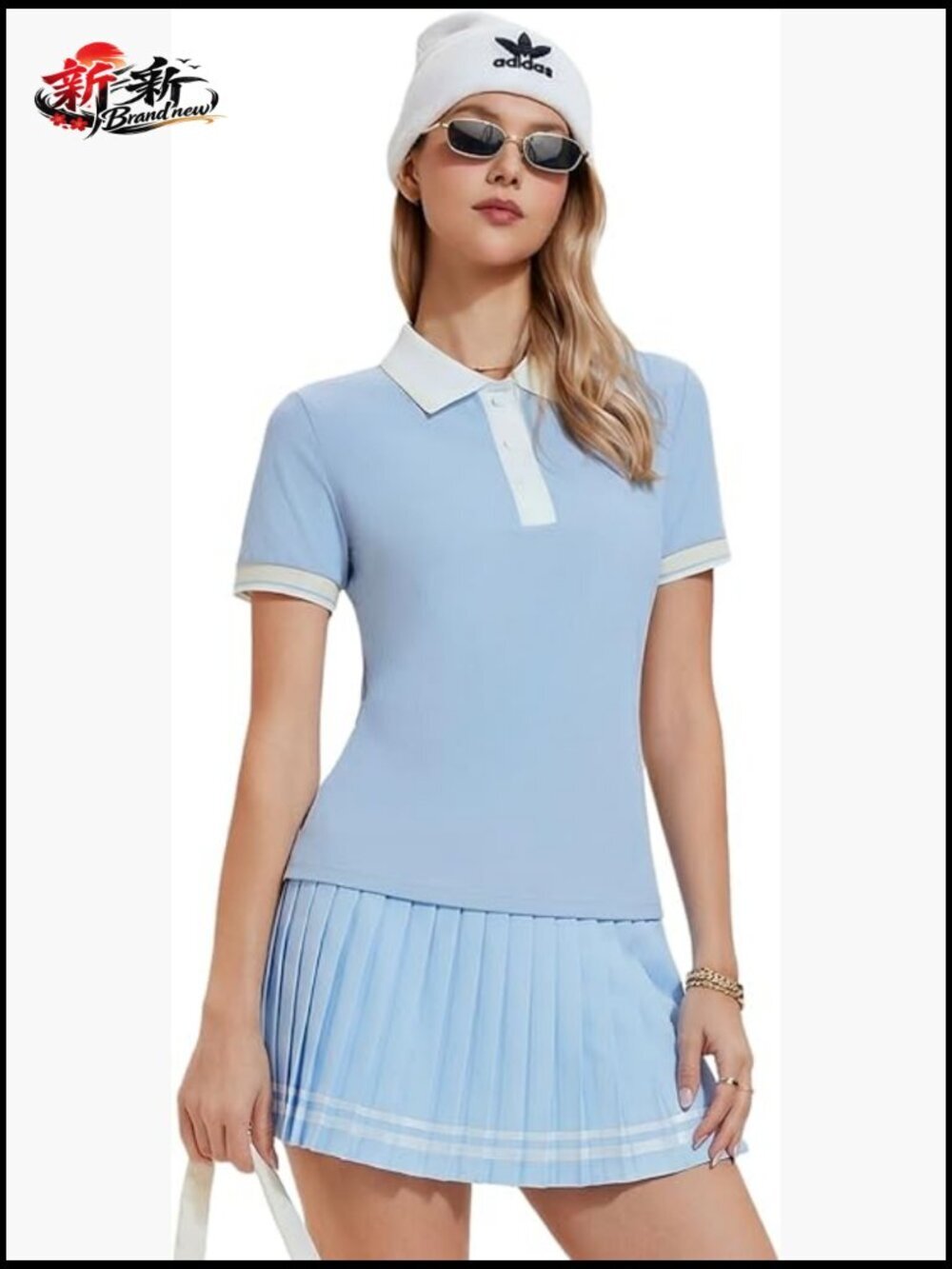 Two Piece Tennis Skirt Set with Pleated Skort and Pockets for Golf Pickleball